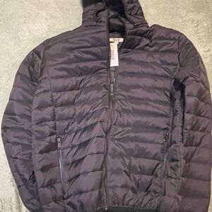Ruxen puffer Men’s Italian hoodie jacket sz L black NWT